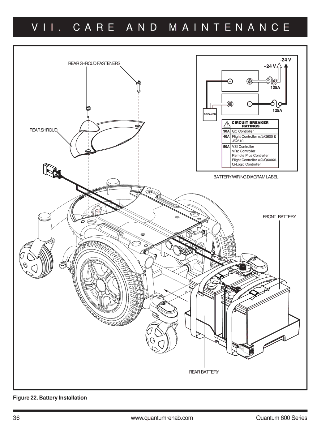 Pride Mobility 600 SP manual Battery Installation 