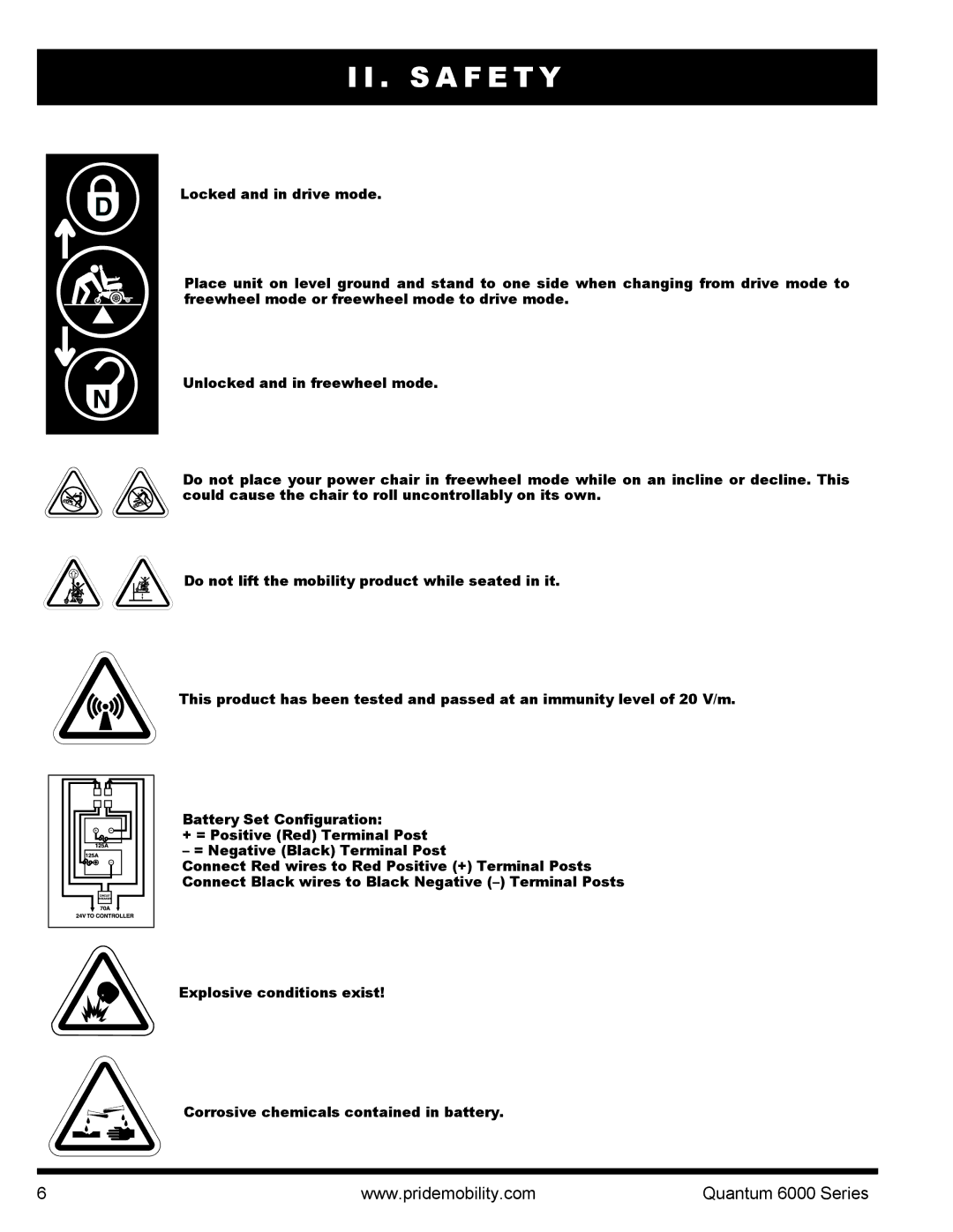 Pride Mobility 6000 manual S a F E T Y 