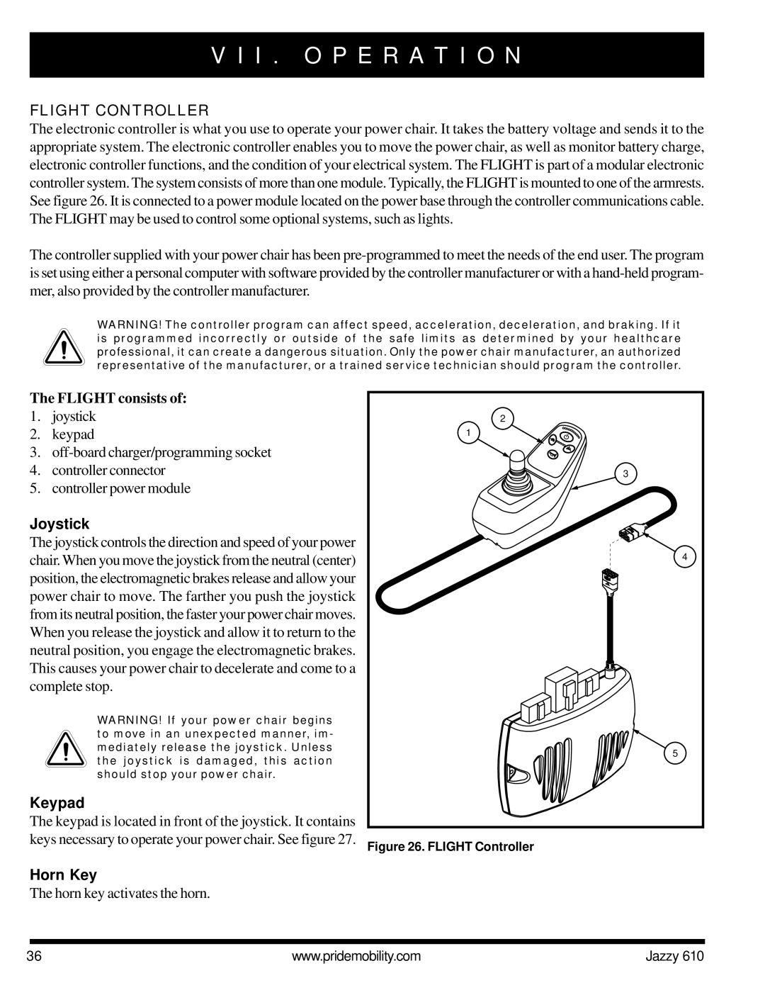 Pride Mobility 610 owner manual Flight Controller, Flight consists 