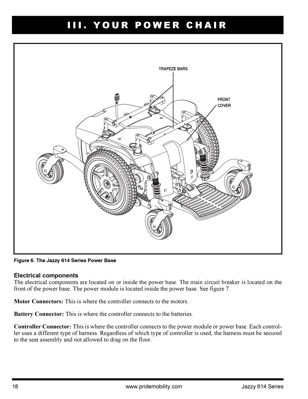 Pride Mobility manual Electrical components, Jazzy 614 Series Power Base 