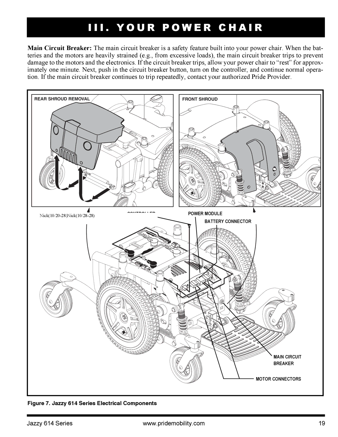 Pride Mobility manual Jazzy 614 Series Electrical Components 