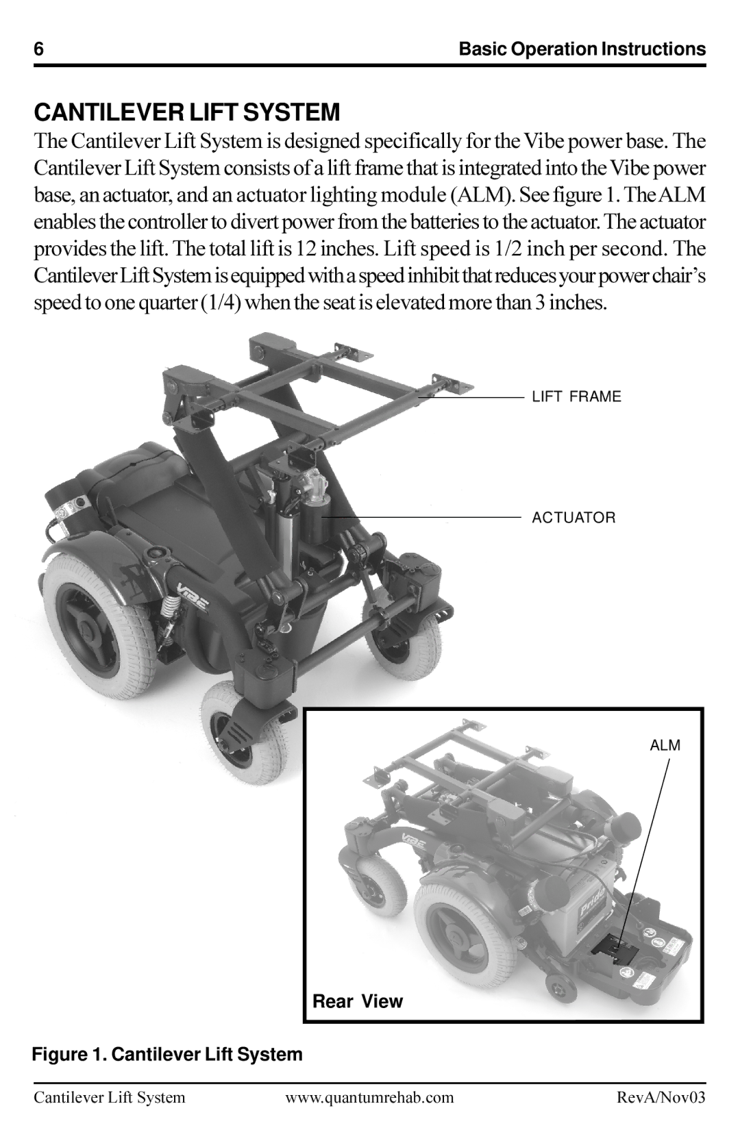 Pride Mobility Cantilever Lift System manual 