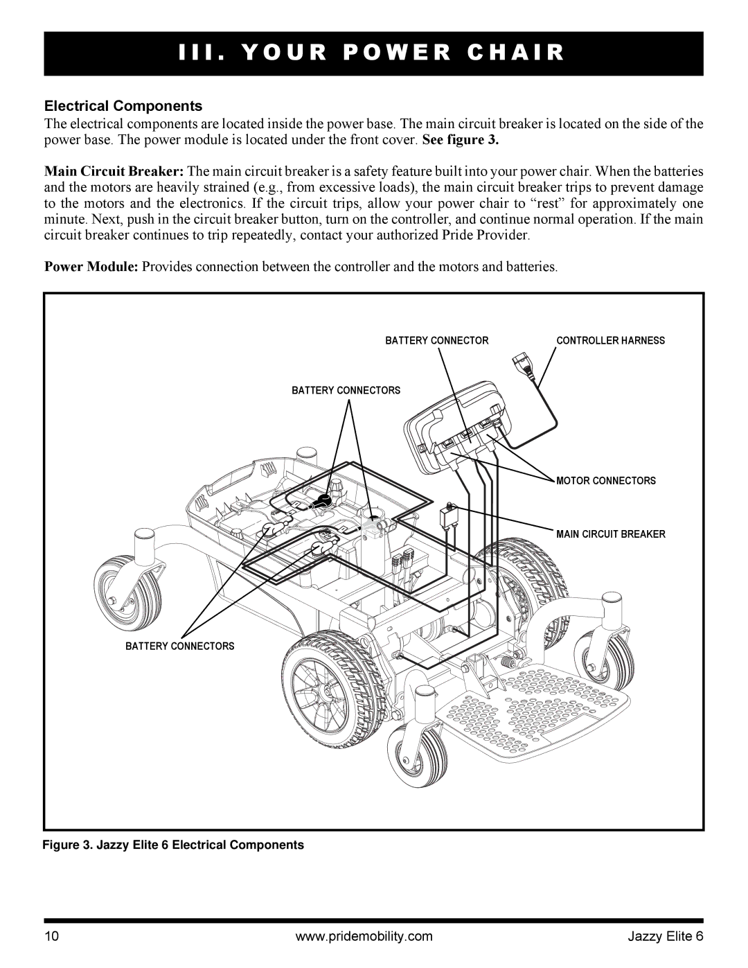 Pride Mobility manual Jazzy Elite 6 Electrical Components 