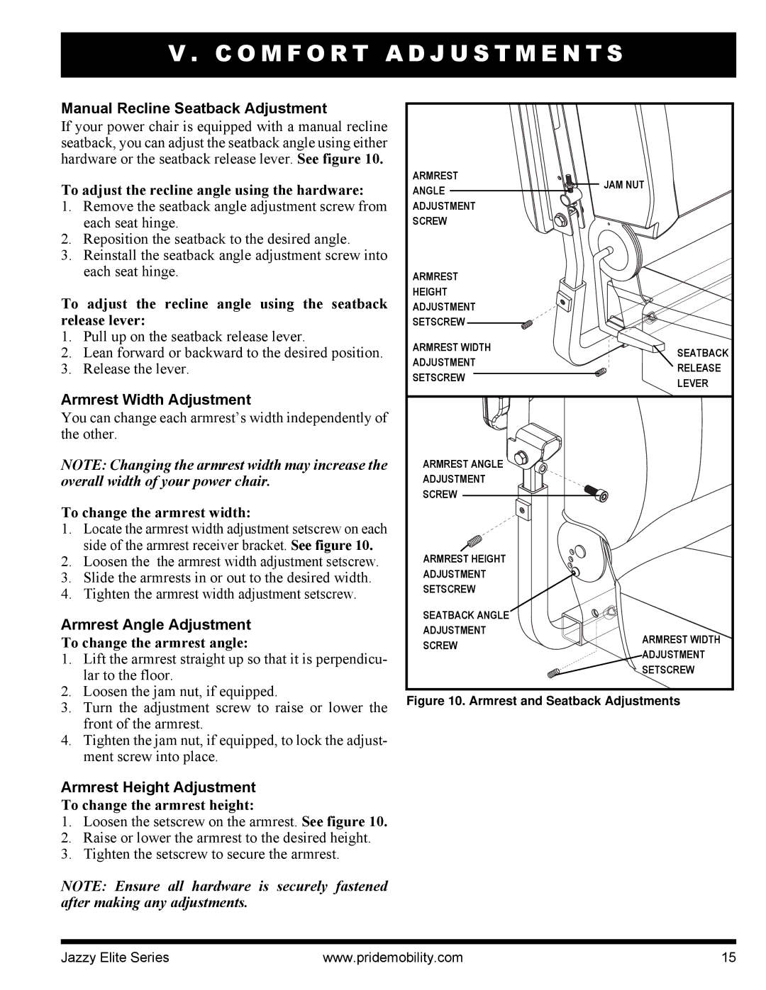 Pride Mobility 14, HD manual Manual Recline Seatback Adjustment, Armrest Width Adjustment, Armrest Angle Adjustment 