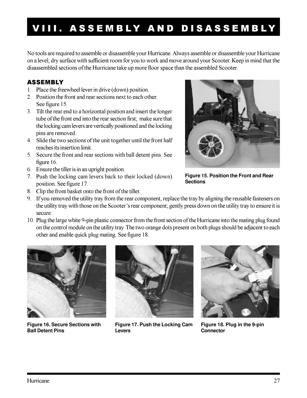 Pride Mobility Hurricane owner manual I I . a S S E M B LY a N D D I S a S S E M B LY, Assembly 