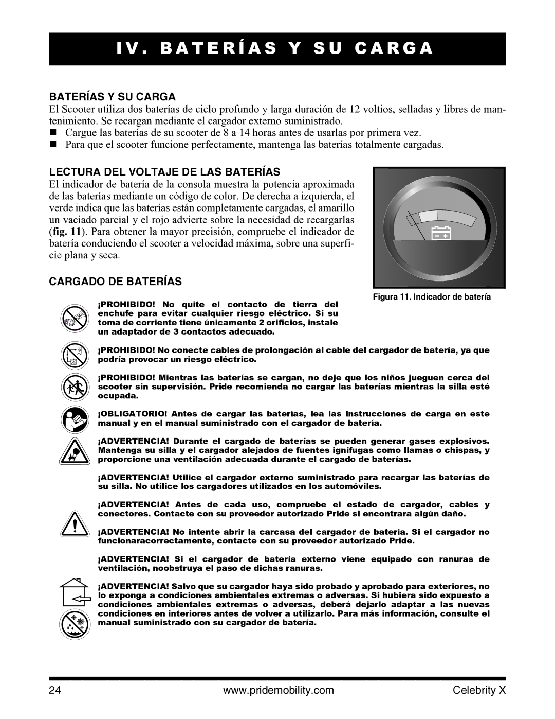 Pride Mobility I NFMANU3363 B a T E R Í a S Y S U C a R G a, Baterías Y SU Carga, Lectura DEL Voltaje DE LAS Baterías 