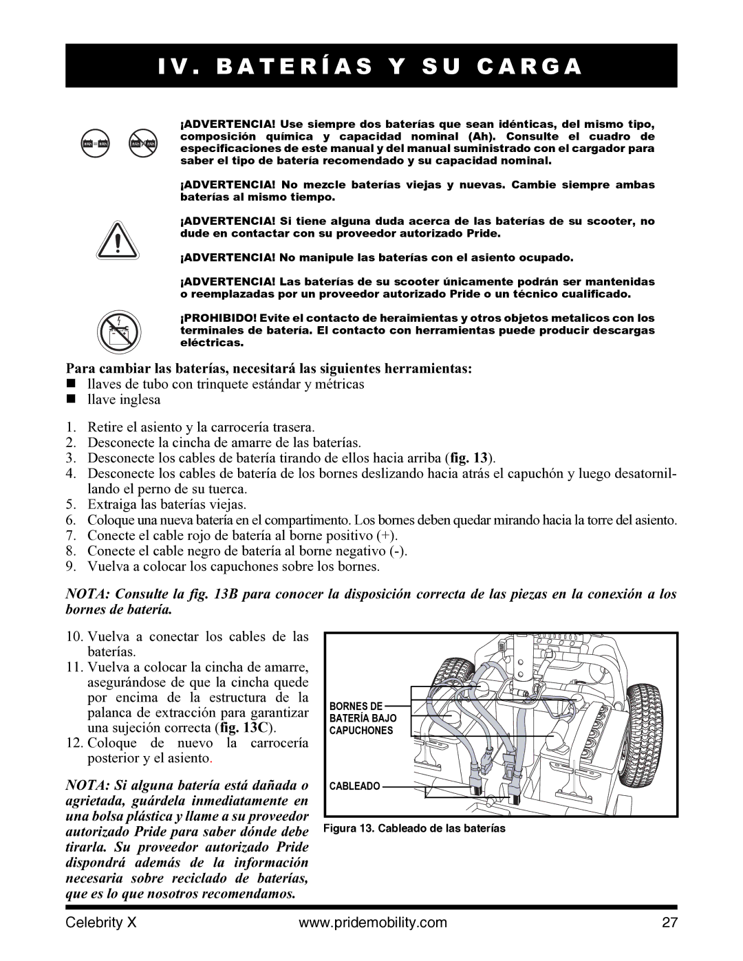 Pride Mobility I NFMANU3363 manual Cableado 