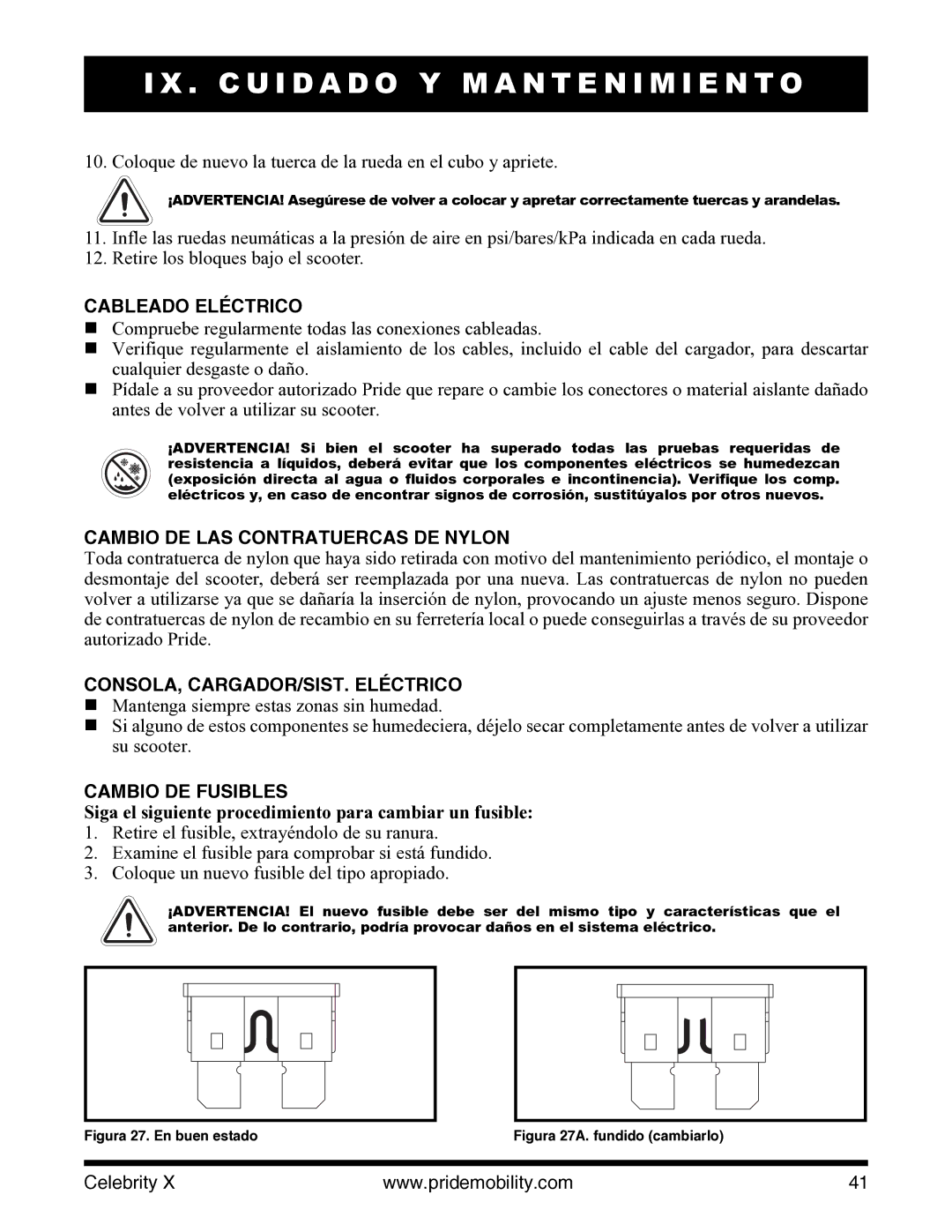 Pride Mobility I NFMANU3363 Cableado Eléctrico, Cambio DE LAS Contratuercas DE Nylon, CONSOLA, CARGADOR/SIST. Eléctrico 