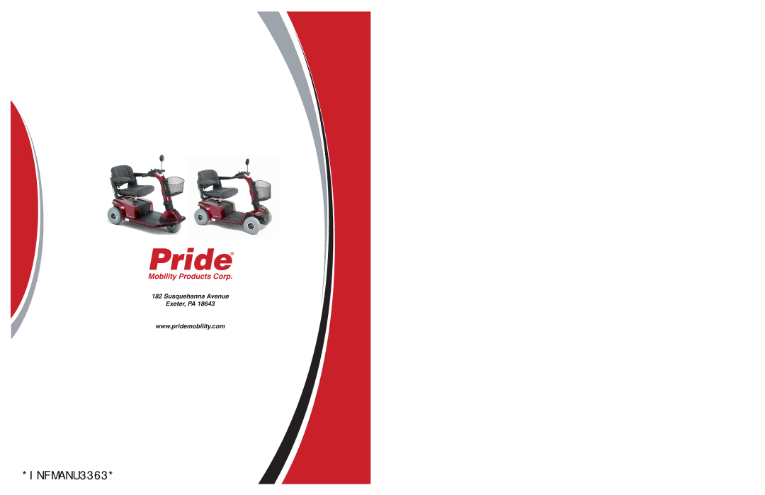 Pride Mobility I NFMANU3363 manual INFMANU3363 