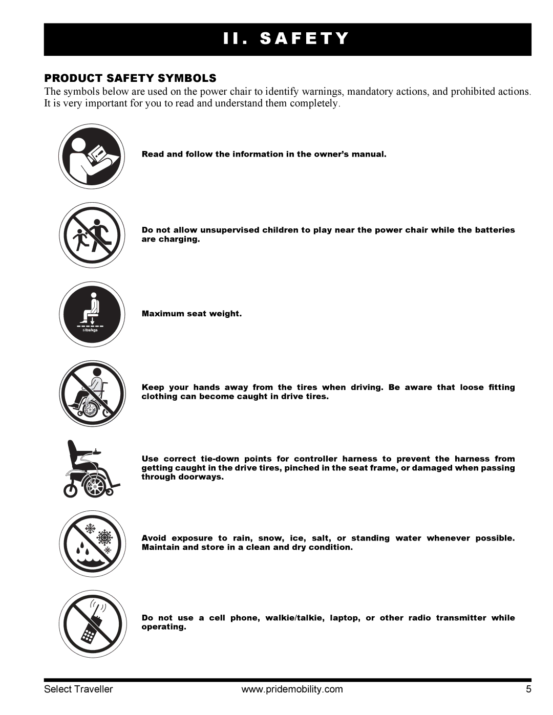 Pride Mobility I NFMANU339 manual S a F E T Y, Product Safety Symbols 