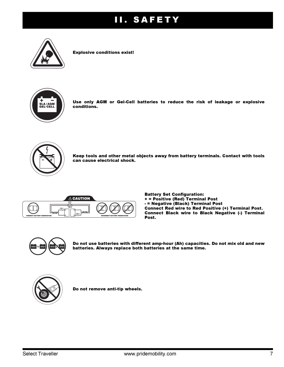 Pride Mobility I NFMANU339 manual S a F E T Y 