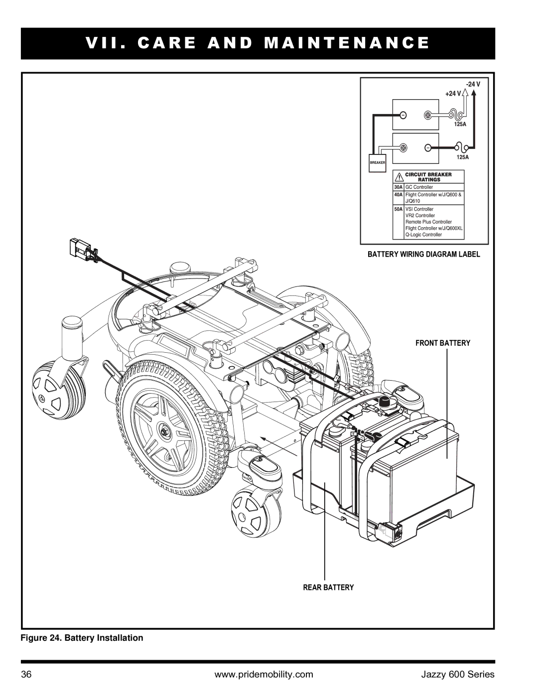 Pride Mobility INFMANJ2828 manual Battery Installation 