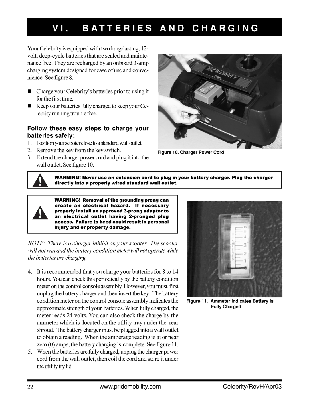 Pride Mobility INFMANU1208 owner manual B a T T E R I E S a N D C H a R G I N G 