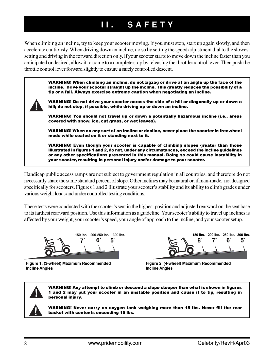 Pride Mobility INFMANU1208 owner manual Wheel Maximum Recommended 