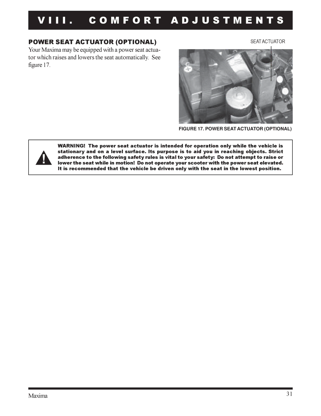 Pride Mobility INFMANU1743 owner manual Seat Actuator 