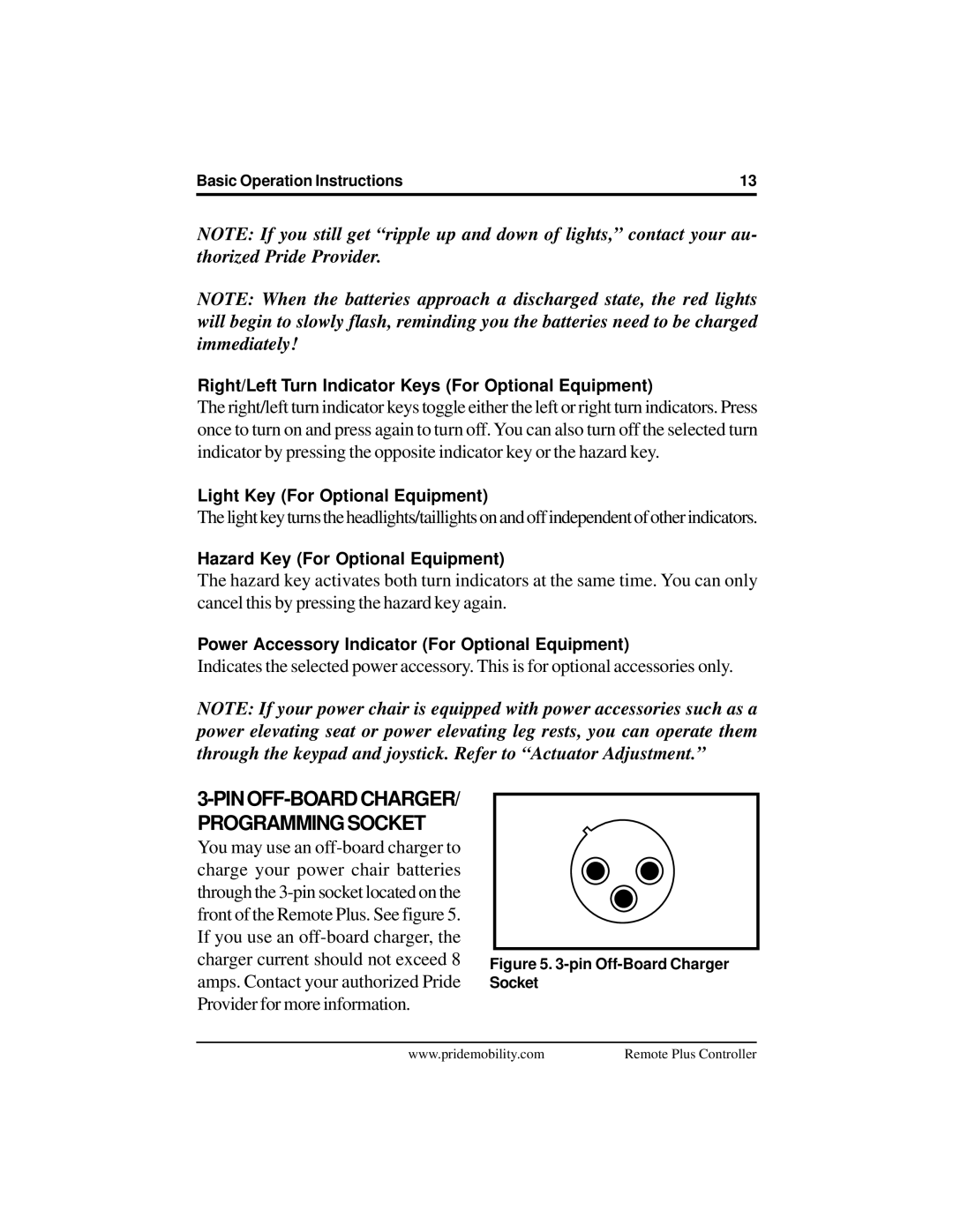Pride Mobility INFMANU1773 manual PIN OFF-BOARD CHARGER/ Programming Socket 