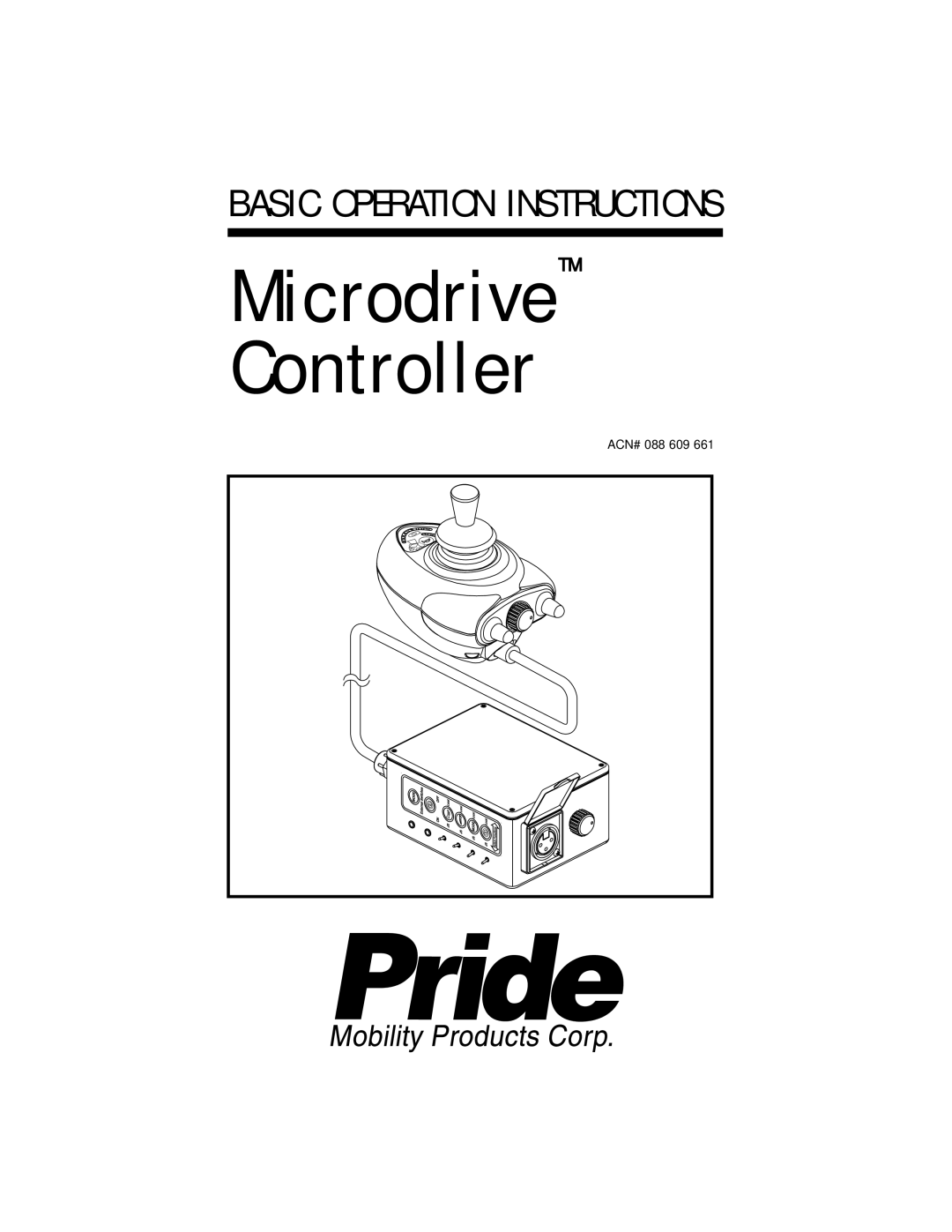 Pride Mobility INFMANU2581 manual MicrodriveTM Controller 