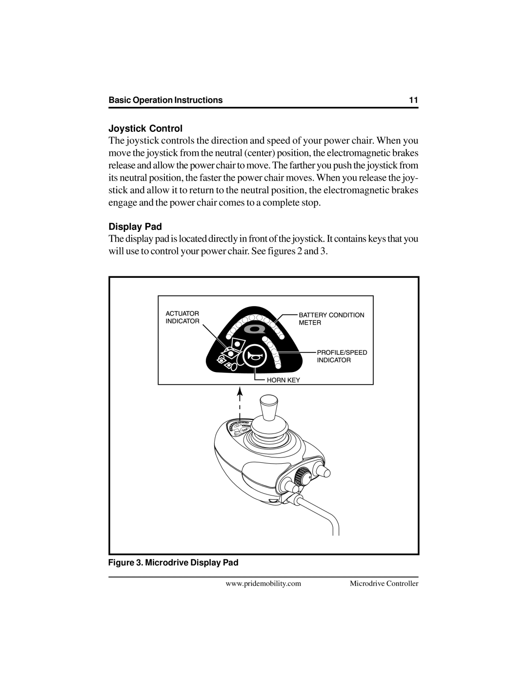 Pride Mobility INFMANU2581 manual Joystick Control 