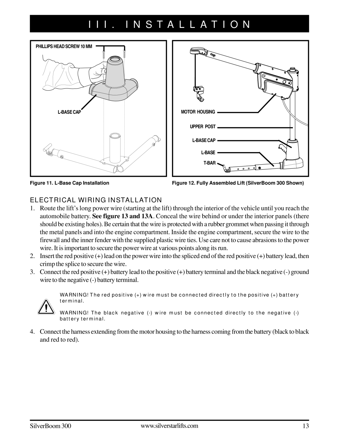 Pride Mobility INFMANU3210 manual Electrical Wiring Installation, Base Cap Installation 