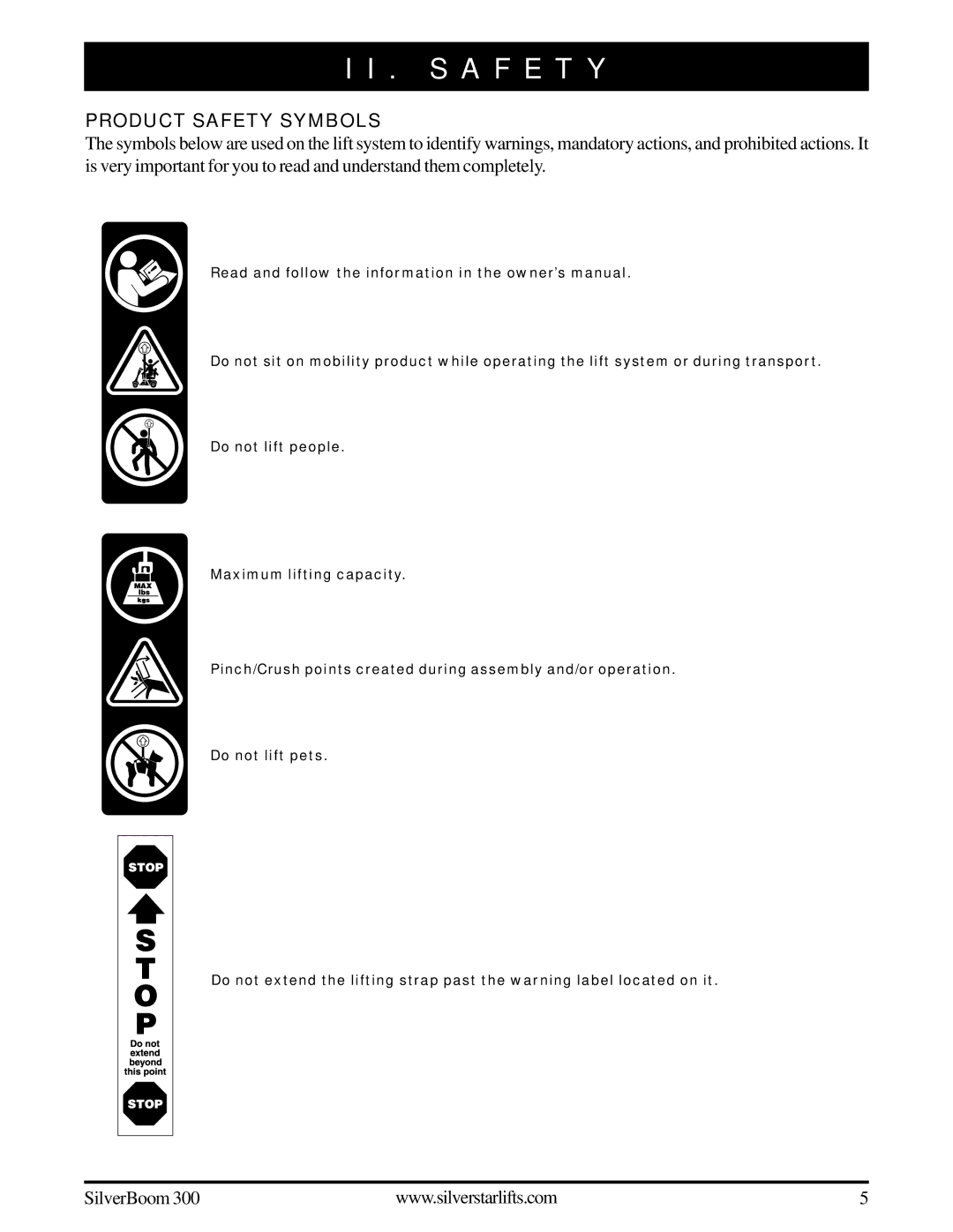 Pride Mobility INFMANU3210 manual S a F E T Y, Product Safety Symbols 