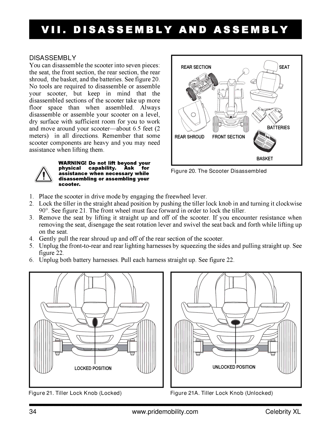 Pride Mobility INFMANU3267 manual I . D I S a S S E M B L Y a N D a S S E M B L Y, Disassembly 