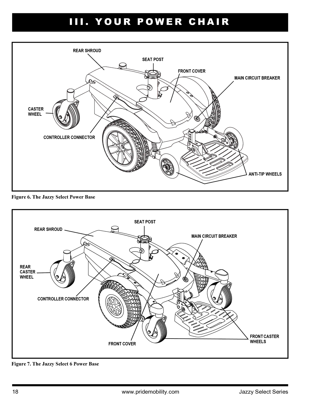 Pride Mobility INFMANU3351 manual Jazzy Select Power Base 