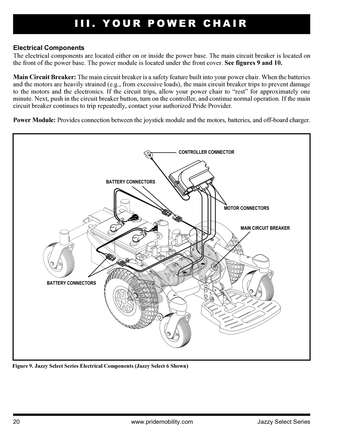 Pride Mobility INFMANU3351 manual Electrical Components 