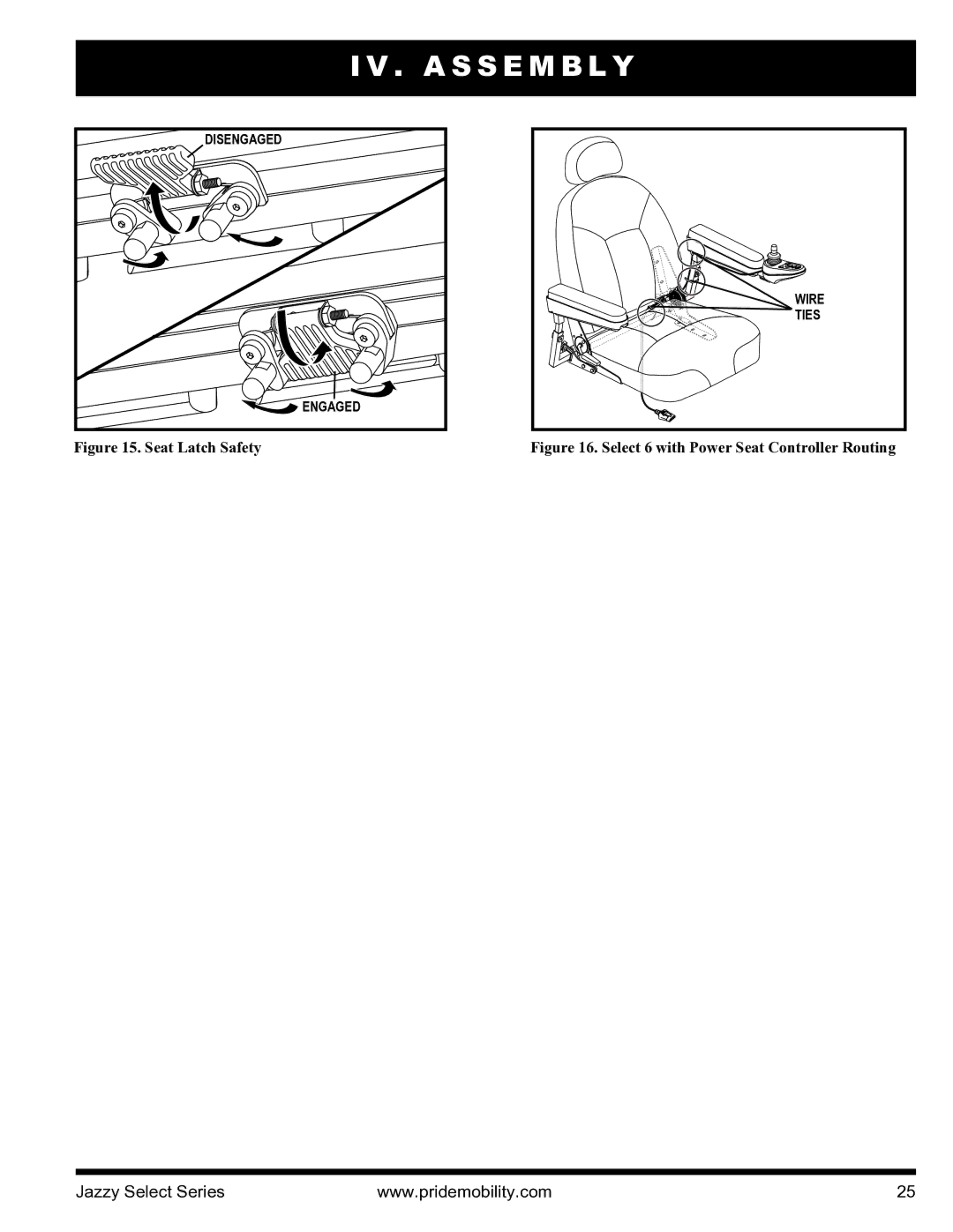 Pride Mobility INFMANU3351 manual Seat Latch Safety 