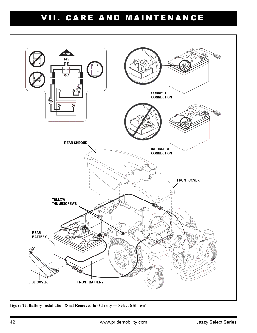 Pride Mobility INFMANU3351 manual I . C a R E a N D M a I N T E N a N C E 