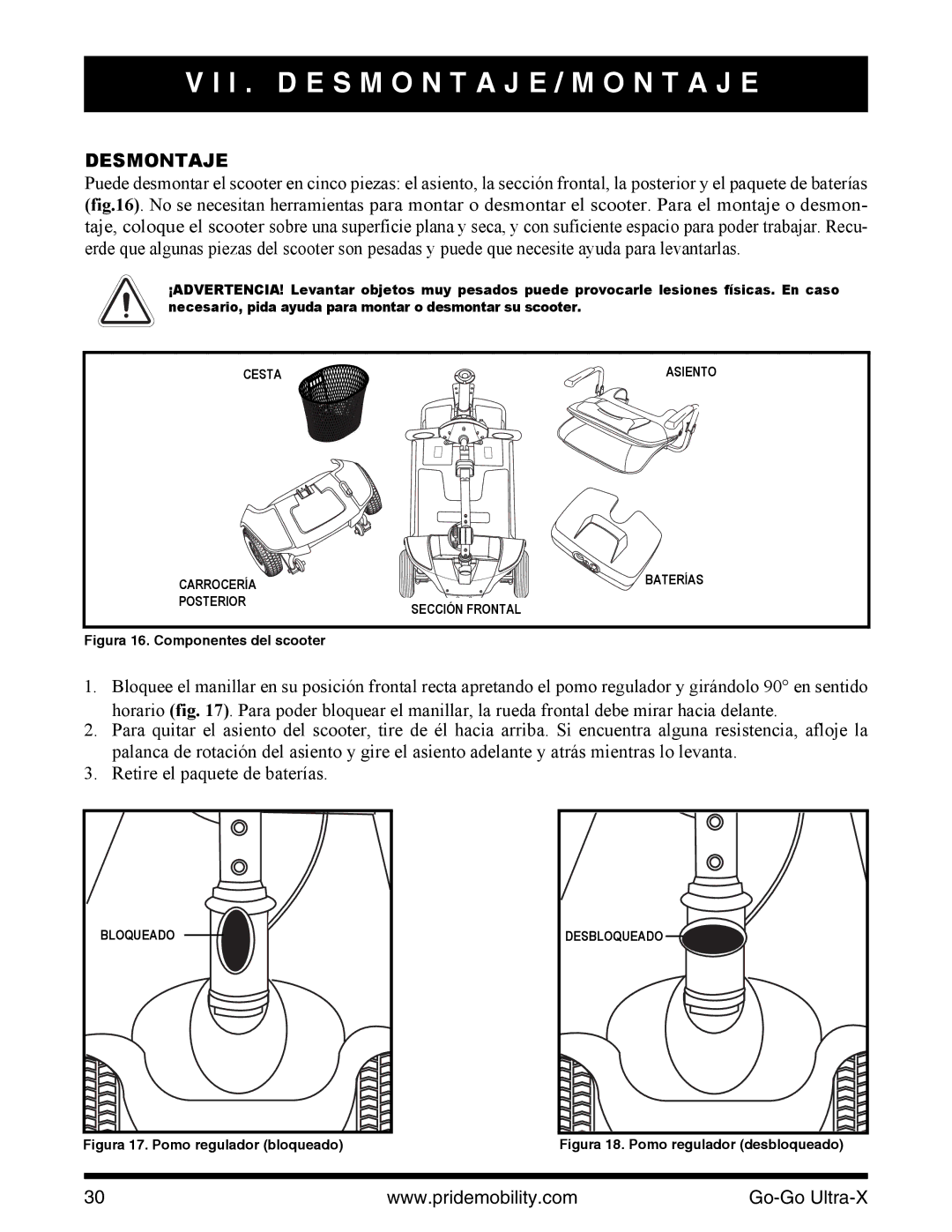 Pride Mobility INFMANU3769 manual I . D E S M O N T a J E / M O N T a J E, Desmontaje 