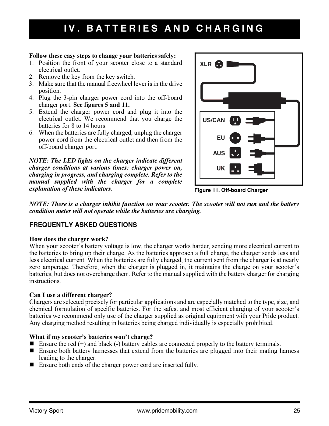 Pride Mobility INFMANU4206 manual Follow these easy steps to change your batteries safely, Frequently Asked Questions 