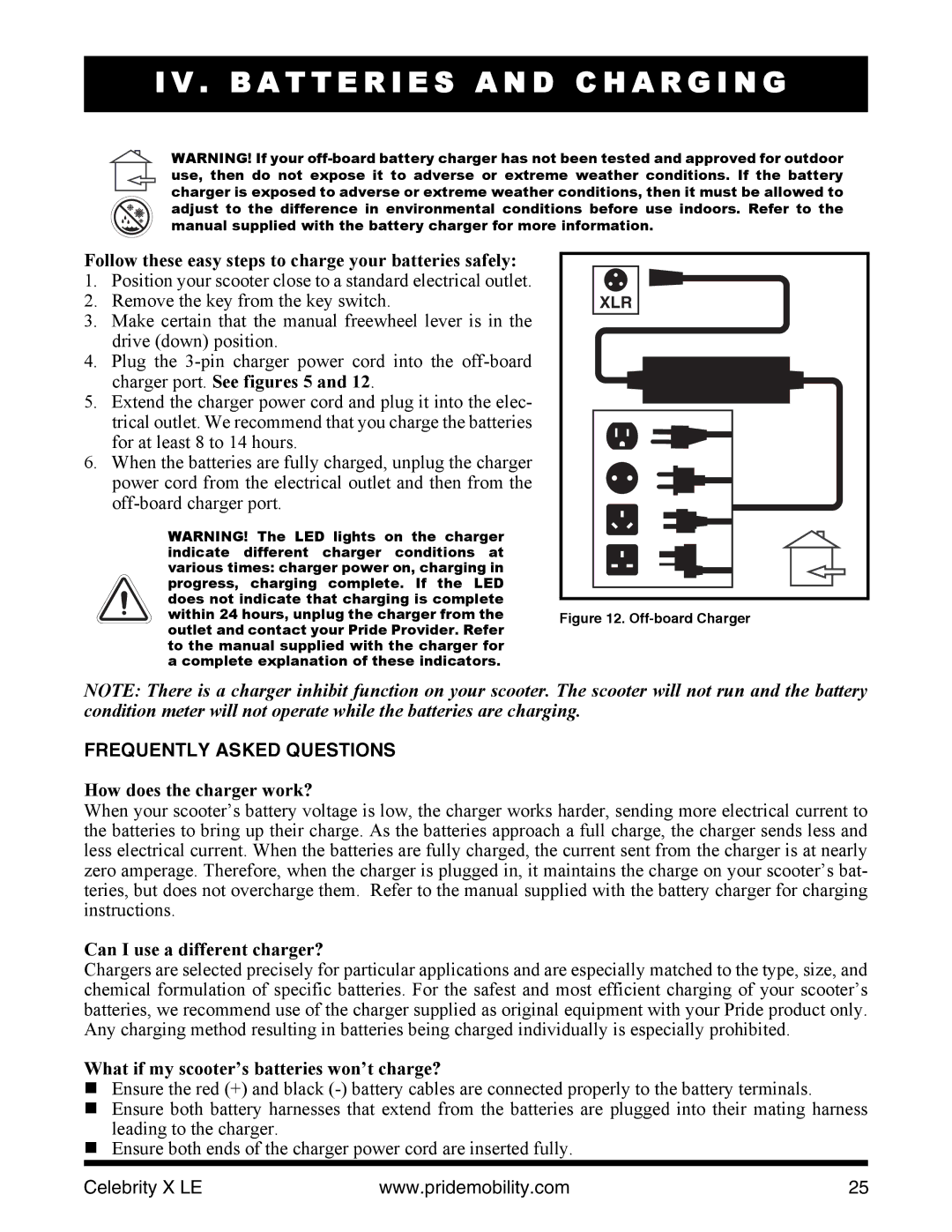 Pride Mobility INFMANU4440 manual Follow these easy steps to charge your batteries safely, Frequently Asked Questions 