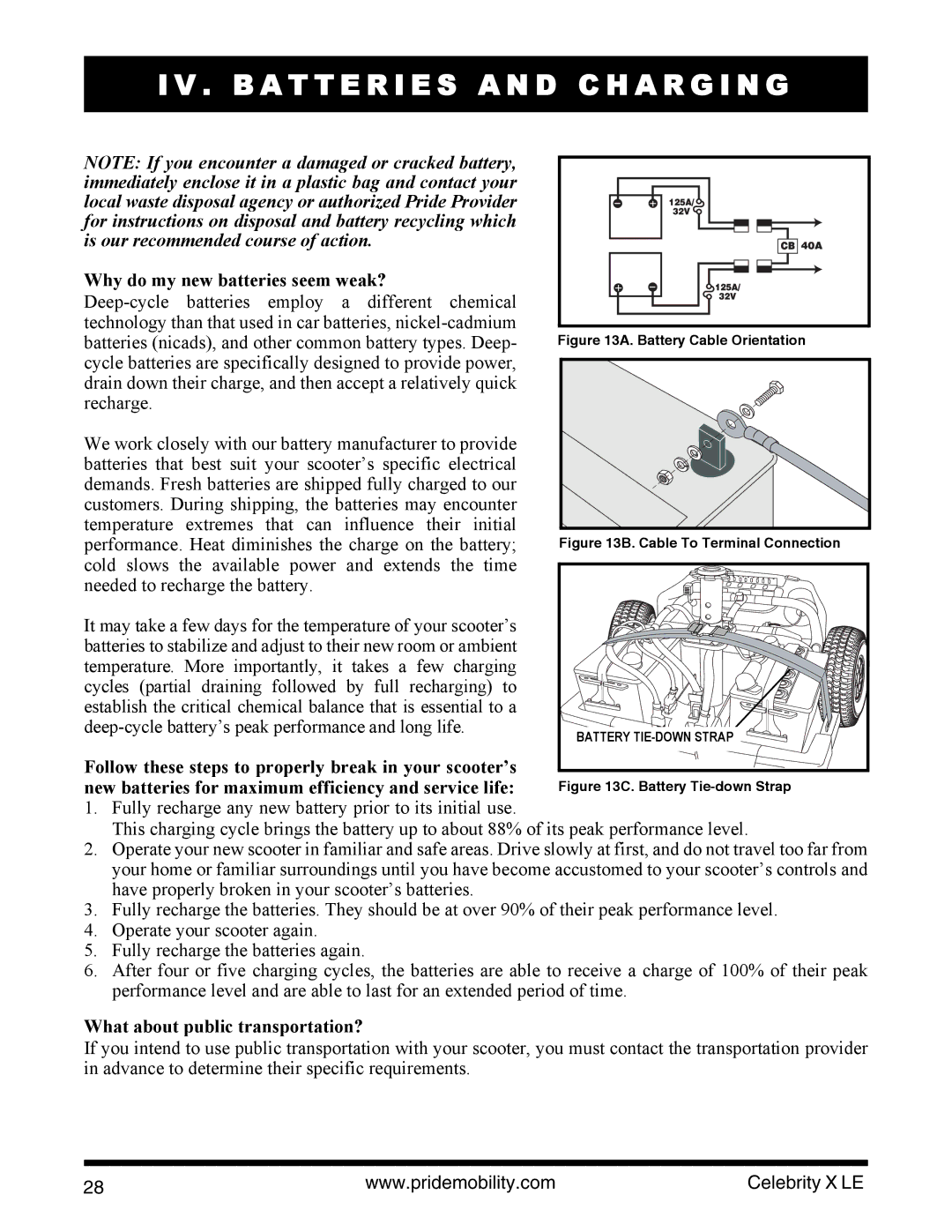 Pride Mobility INFMANU4440 manual Why do my new batteries seem weak?, What about public transportation? 