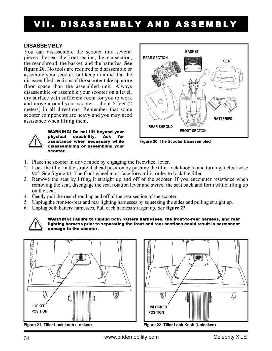 Pride Mobility INFMANU4440 manual I . D I S a S S E M B L Y a N D a S S E M B L Y, Disassembly 