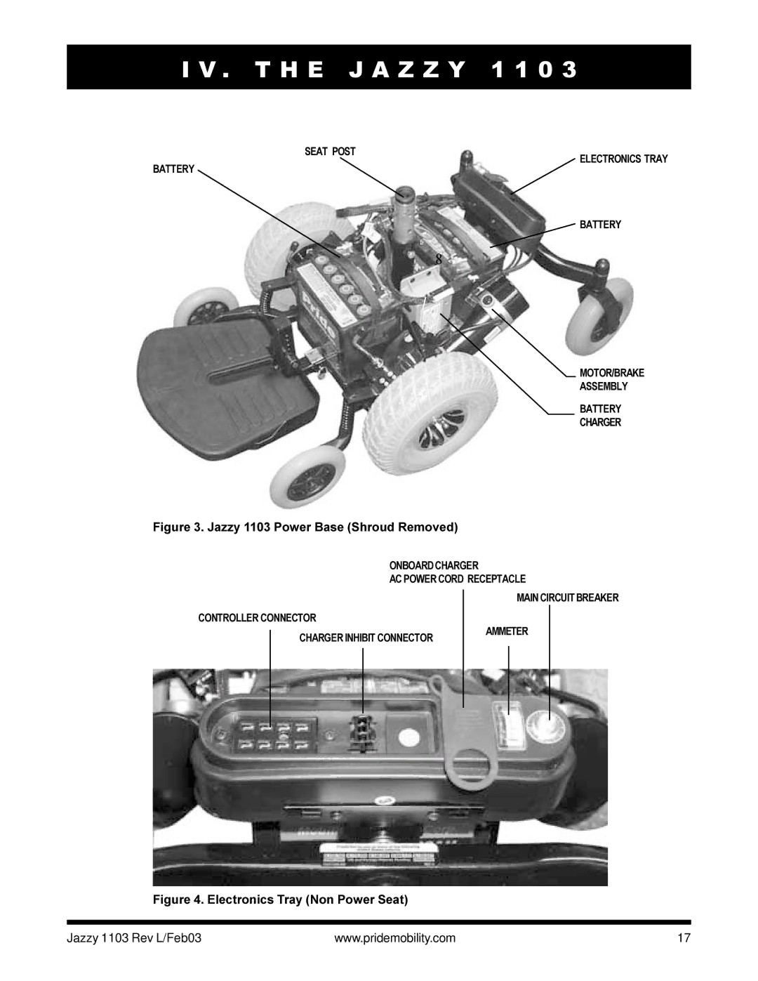 Pride Mobility owner manual Jazzy 1103 Power Base Shroud Removed 