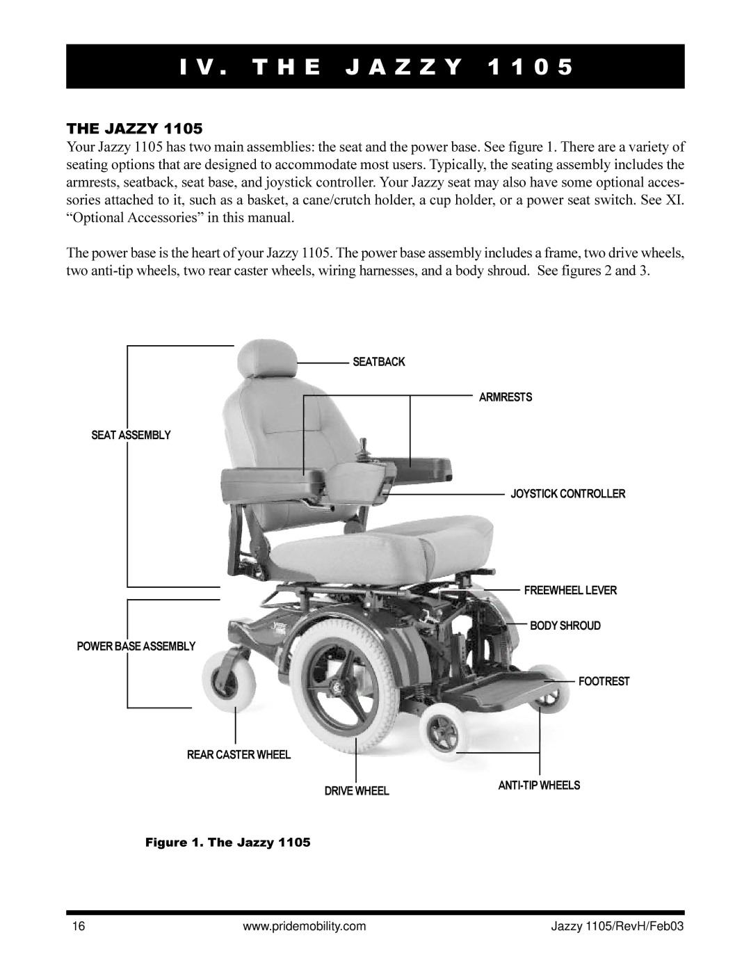 Pride Mobility Jazzy 1105 owner manual T H E J a Z Z Y 1 1 0 