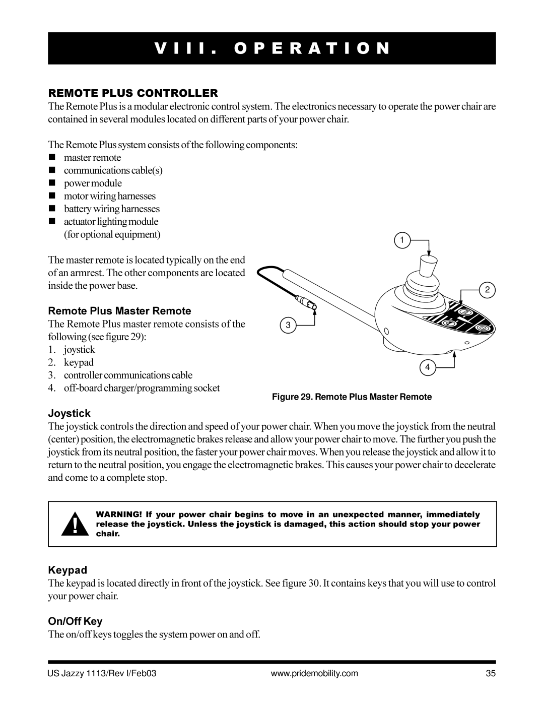 Pride Mobility Jazzy 1113 owner manual Remote Plus Controller, Remote Plus Master Remote 