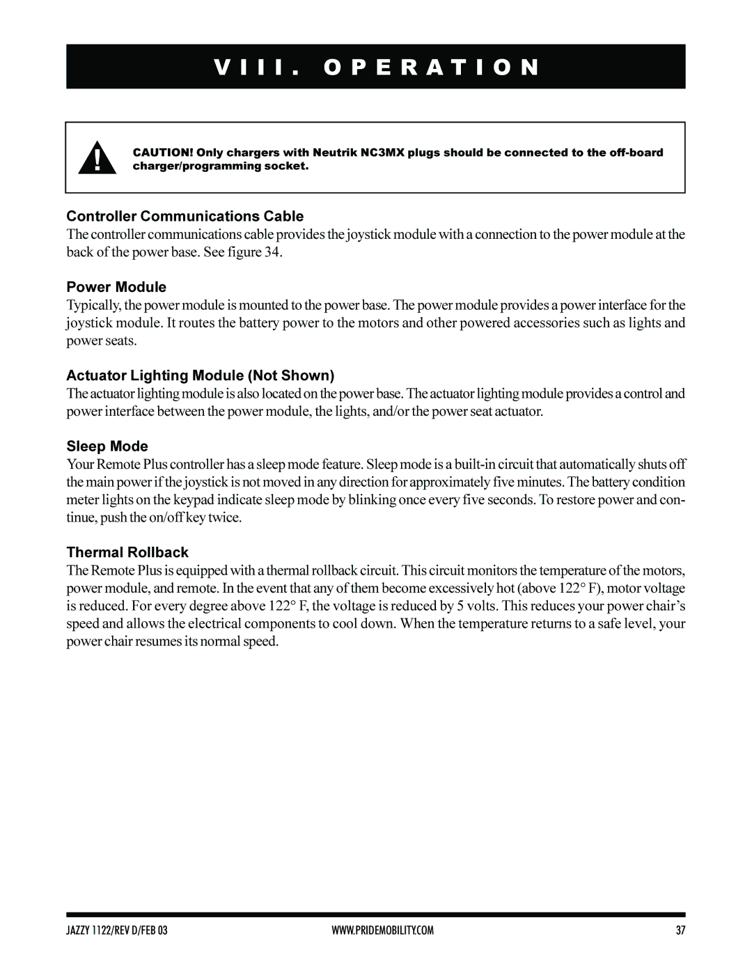 Pride Mobility Jazzy 1122 Controller Communications Cable, Power Module, Actuator Lighting Module Not Shown, Sleep Mode 