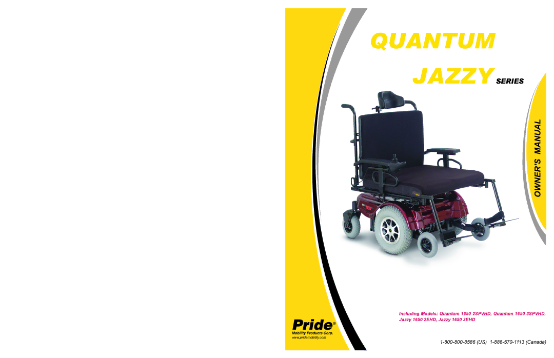 Pride Mobility Jazzy 1650 3EHD, Jazzy 1650 2EHD, Quantum 1650 2SPVHD, Quantum 1650 3SPVHD manual 