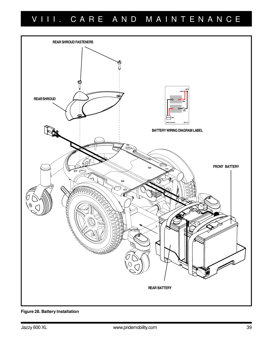 Pride Mobility Jazzy 600 XL owner manual Battery Installation 