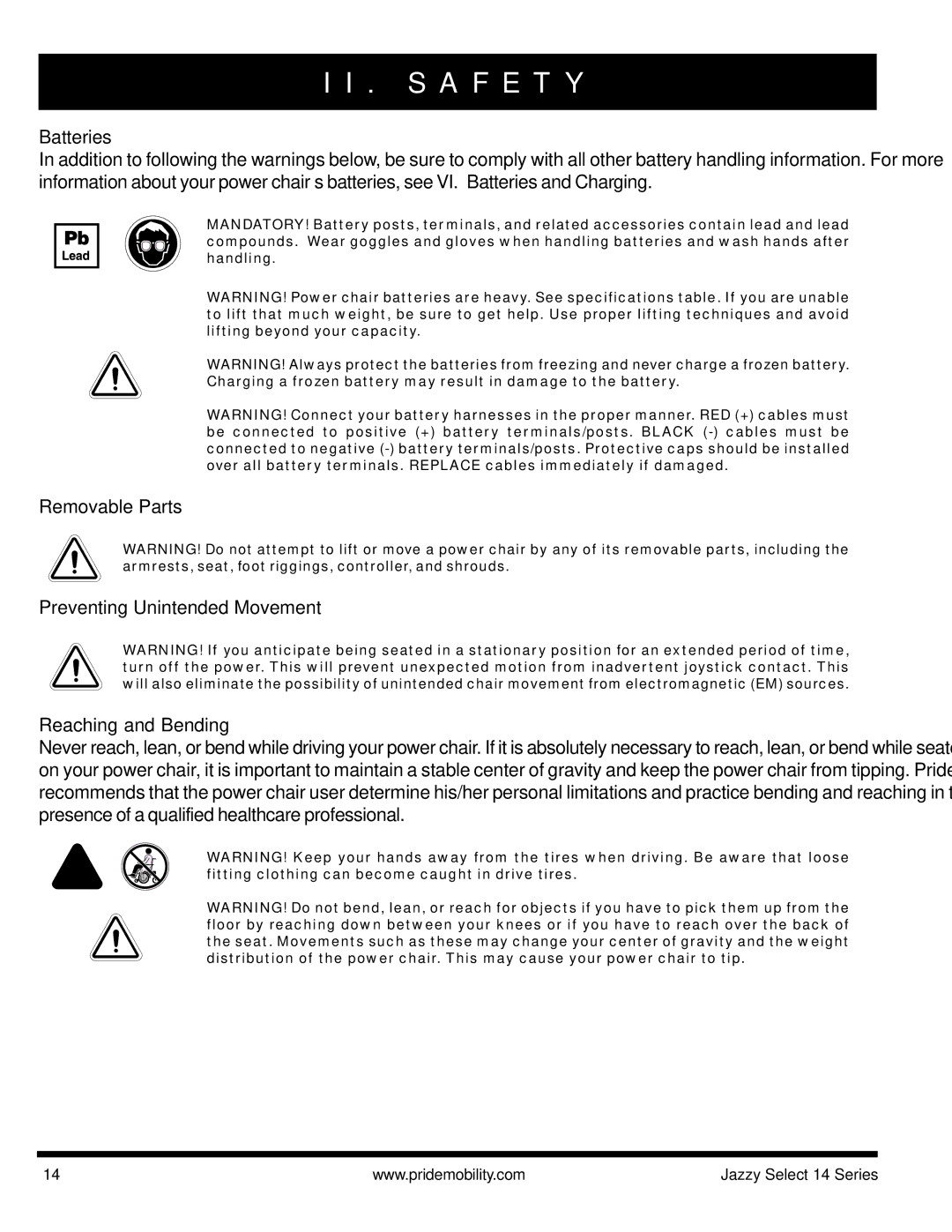 Pride Mobility Jazzy Select 14, Jazzy Select 14XL manual Batteries 