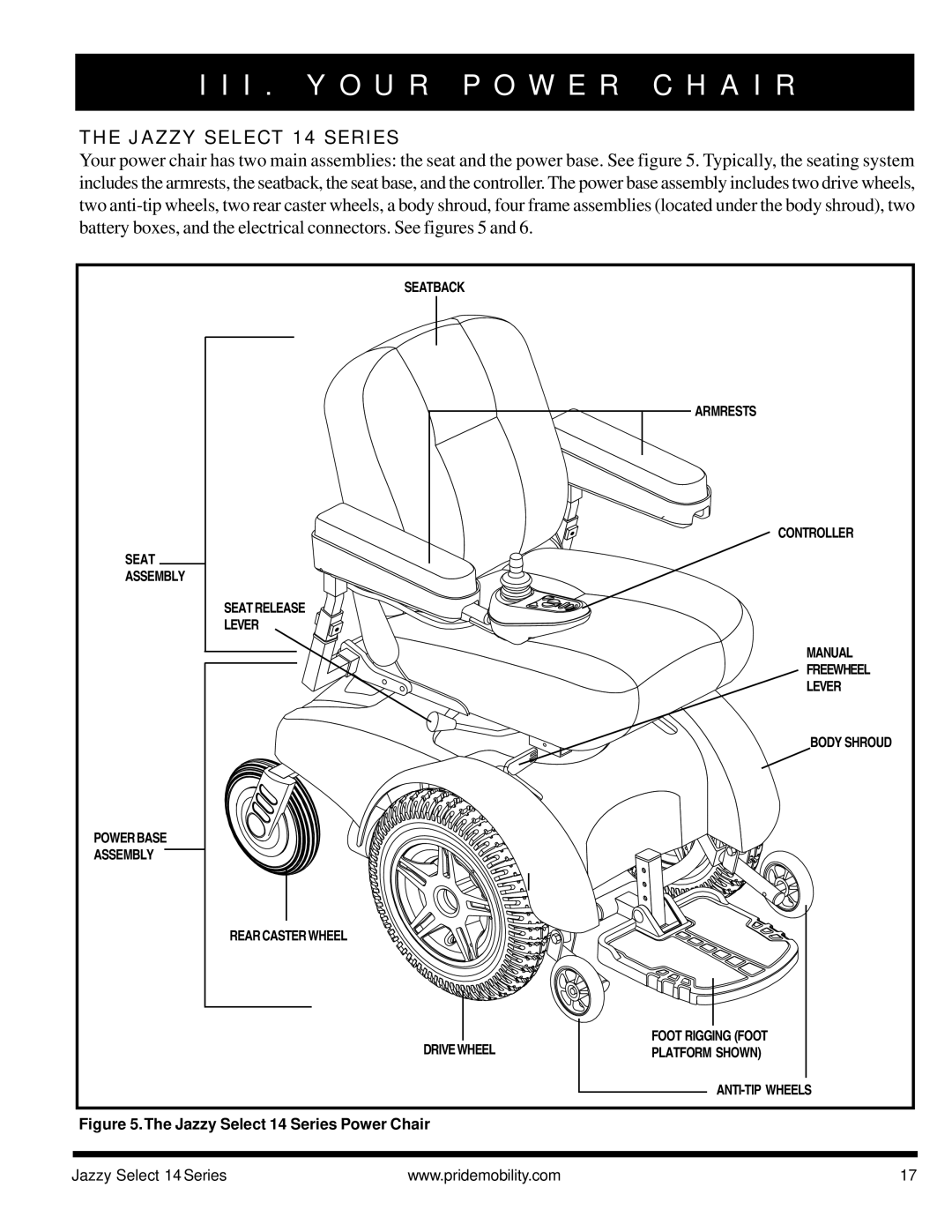 Pride Mobility Jazzy Select 14, Jazzy Select 14XL manual I . Y O U R P O W E R C H a I R, Jazzy Select 14 Series 