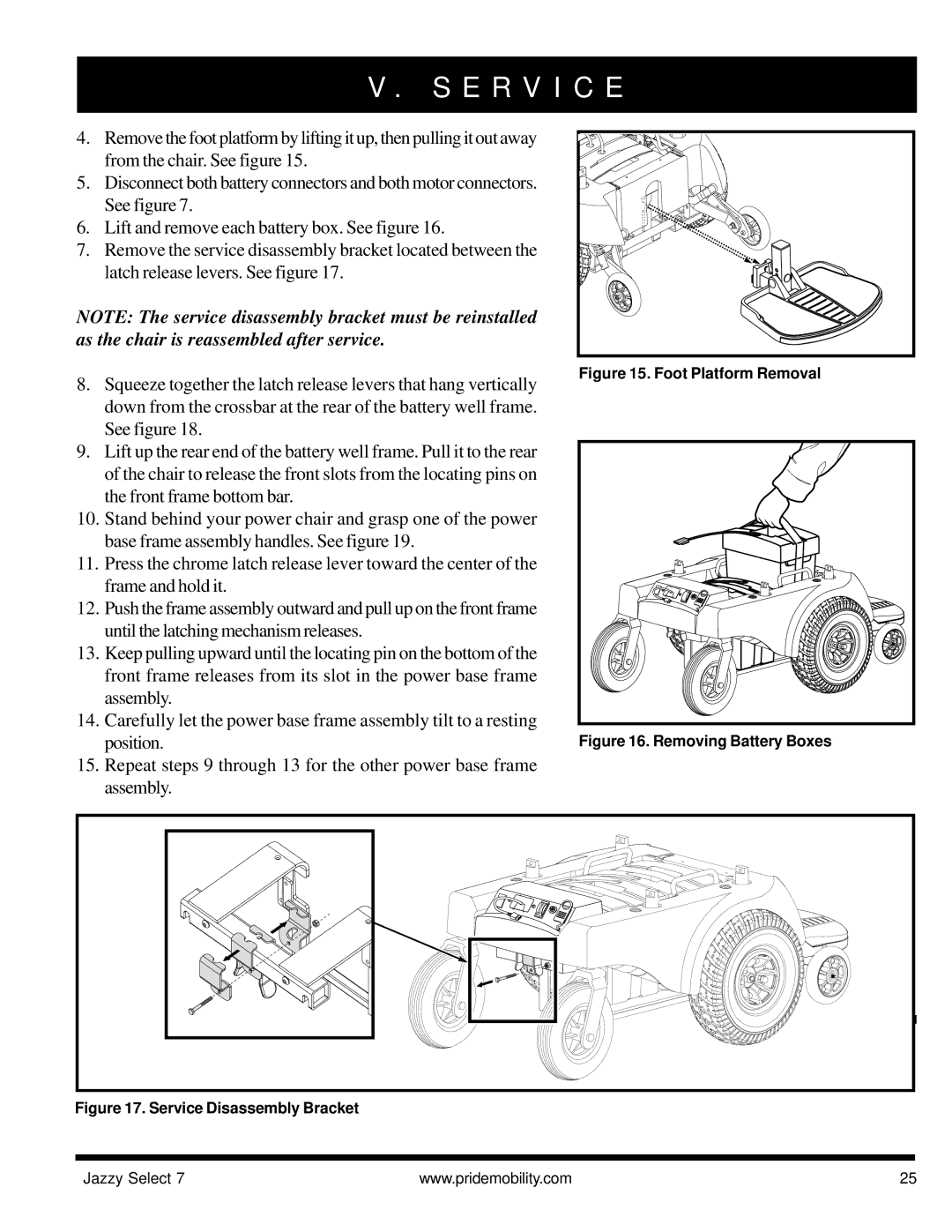 Pride Mobility Jazzy Select 7 manual Foot Platform Removal 