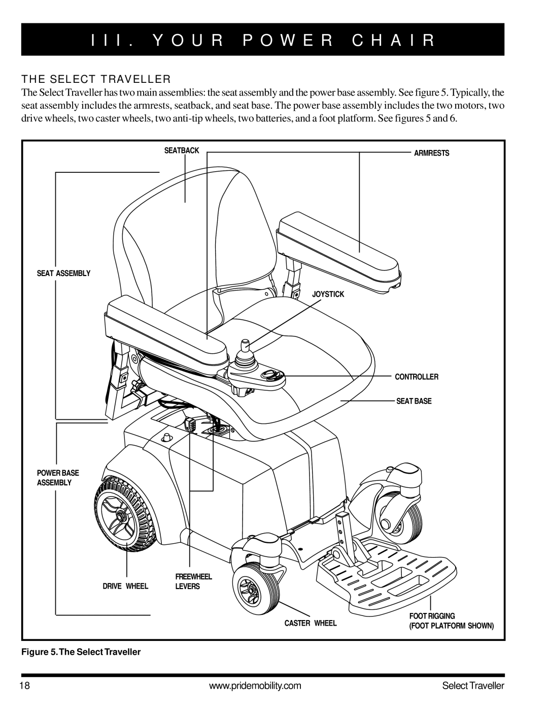 Pride Mobility Jazzy Select Series manual I . Y O U R P O W E R C H a I R, Select Traveller 