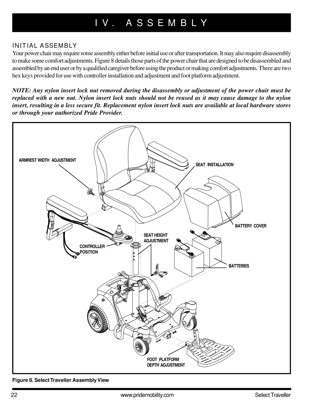 Pride Mobility Jazzy Select Series manual A S S E M B L Y, Initial Assembly 