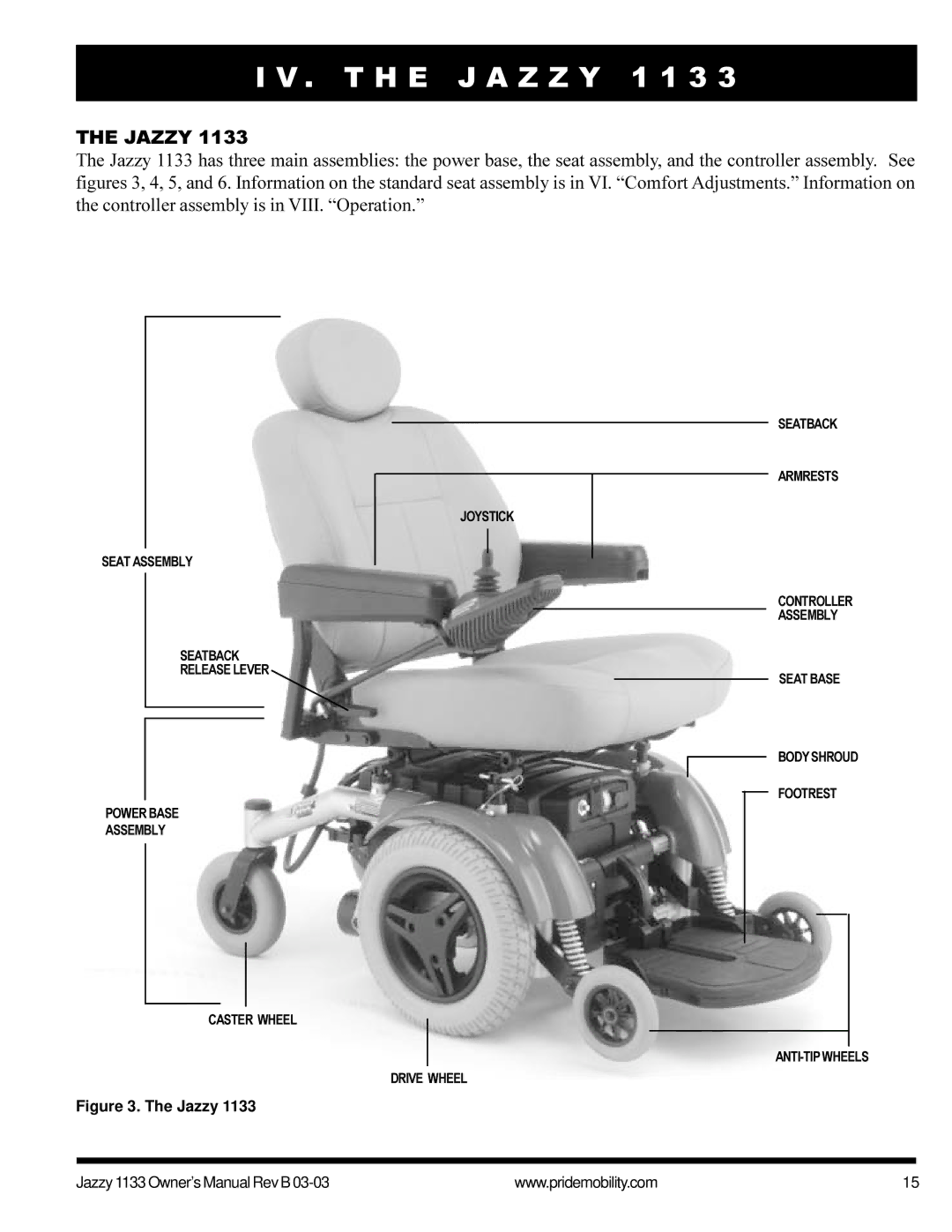 Pride Mobility Jazzy1133 owner manual T H E J a Z Z Y 1 1 3 