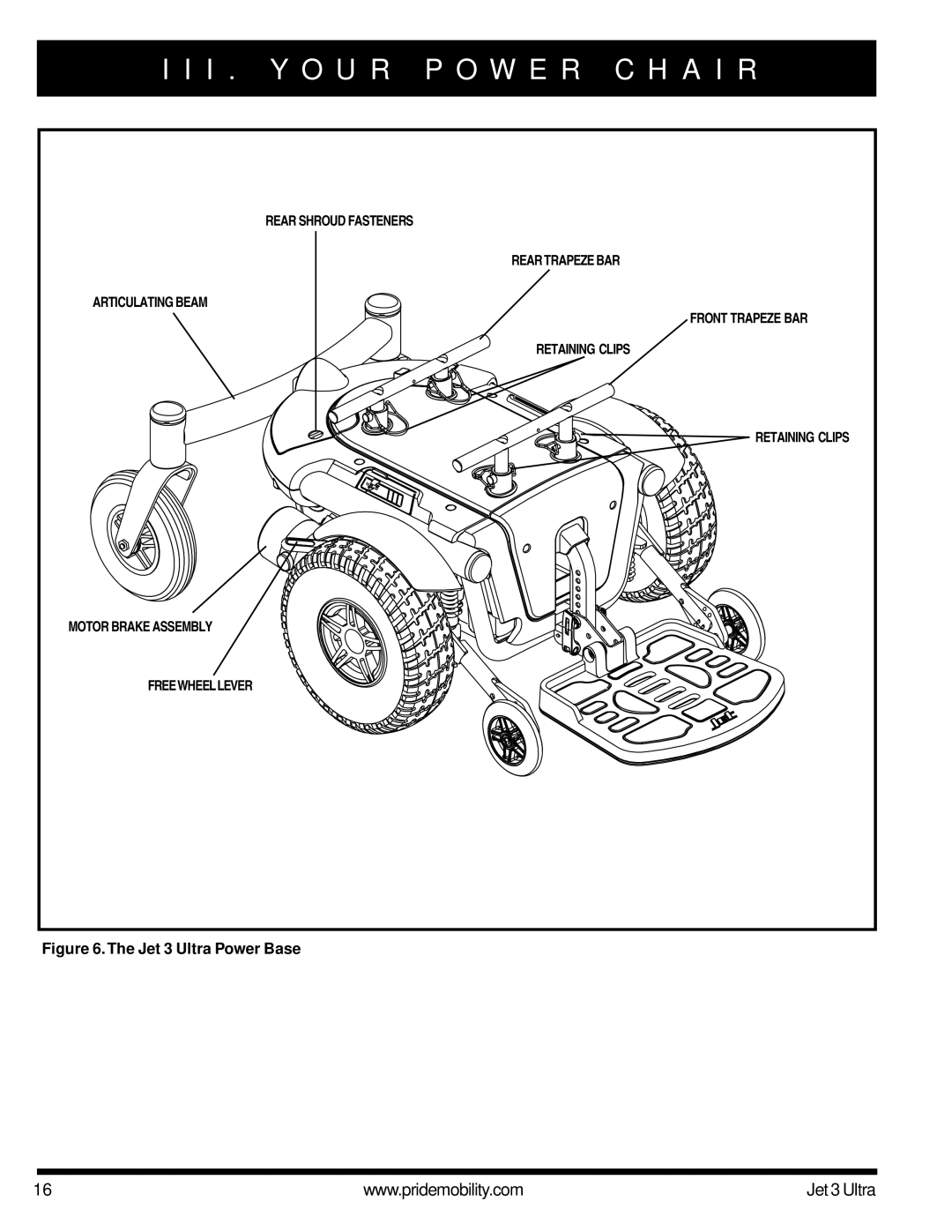 Pride Mobility JET 3 owner manual Jet 3 Ultra Power Base 