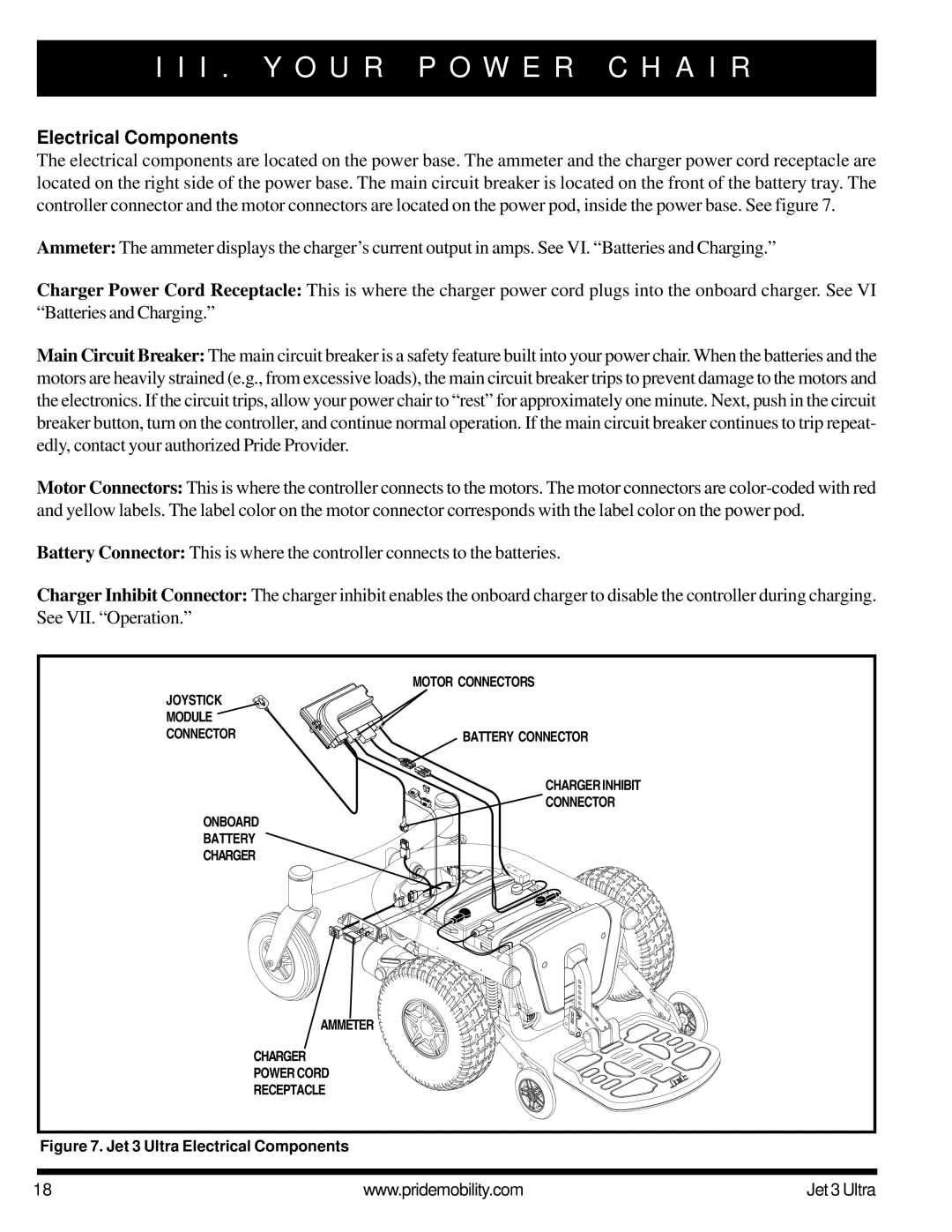 Pride Mobility JET 3 owner manual Jet 3 Ultra Electrical Components 