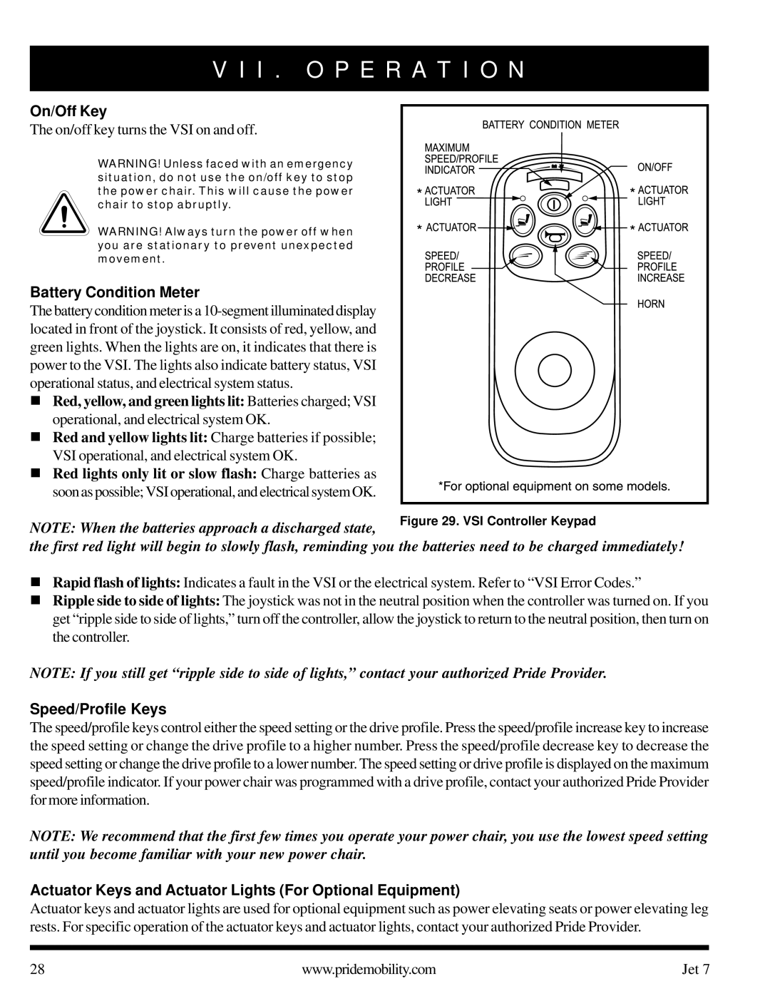 Pride Mobility Jet 7 On/Off Key, Battery Condition Meter, Red lights only lit or slow flash Charge batteries as 