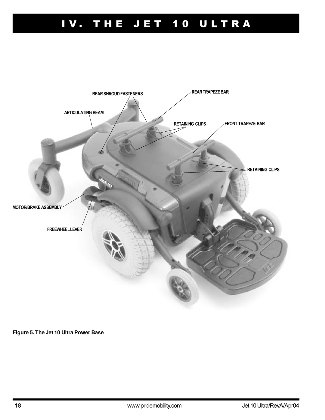 Pride Mobility Jet10Ultra manual Jet 10 Ultra Power Base 